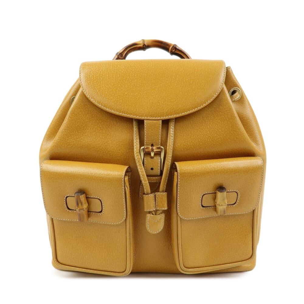 Gucci Bamboo Calfskin Backpack Yellow